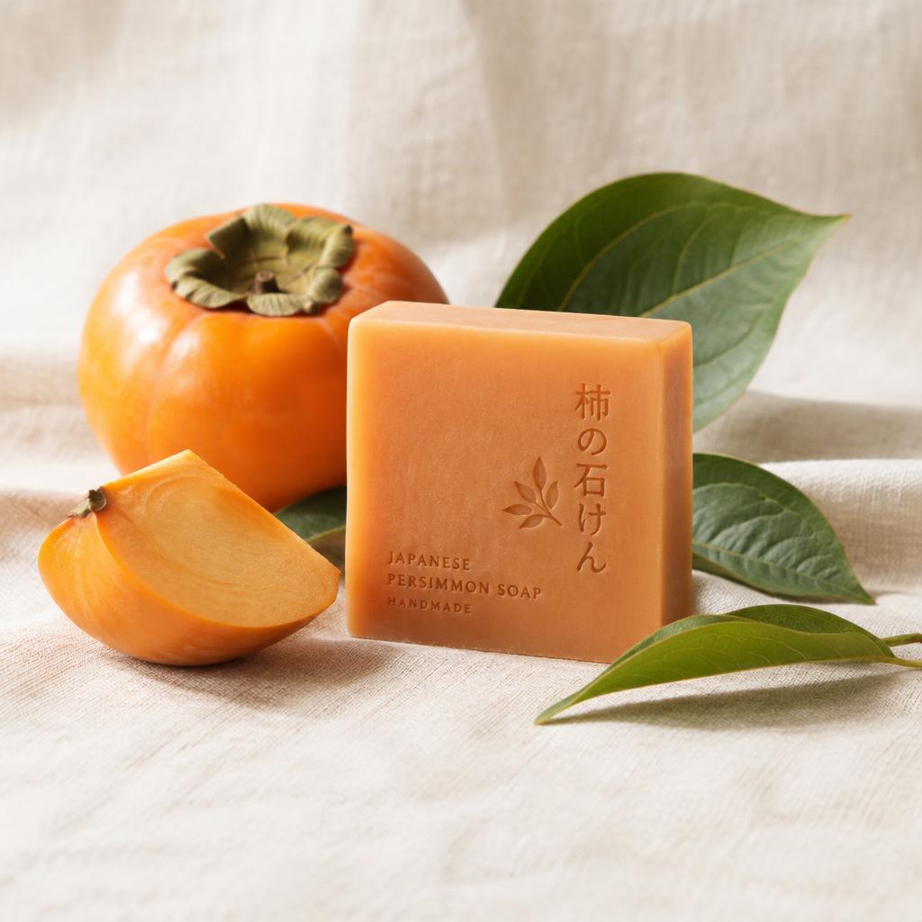 Savon au kaki fermenté et kakis frais